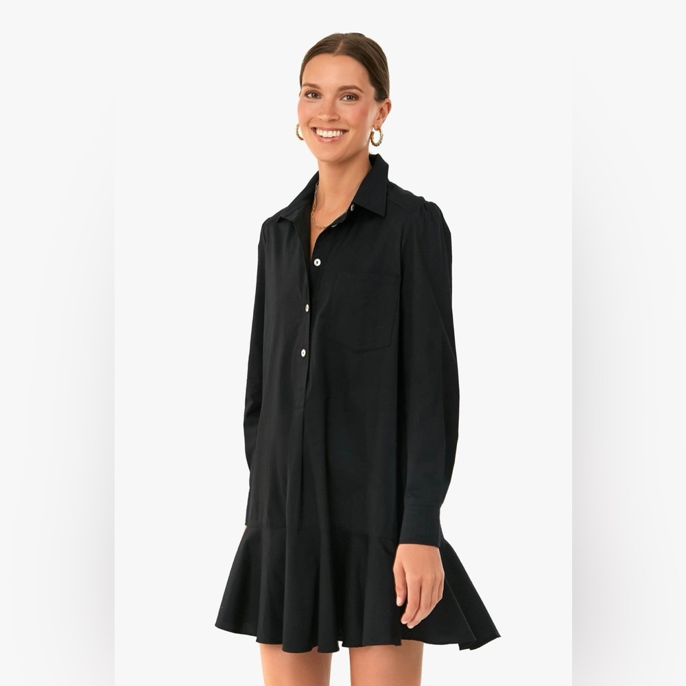 Tuckernuck Black Callahan Shirt Dress Ruffle Hem XS